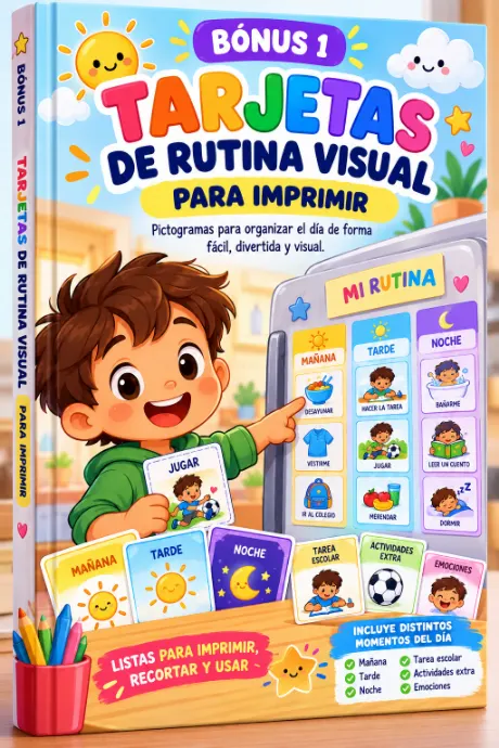 Mockup do bônus Cartões de Rotina Visual