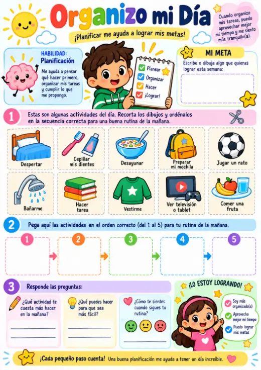 Página Organizo meu dia